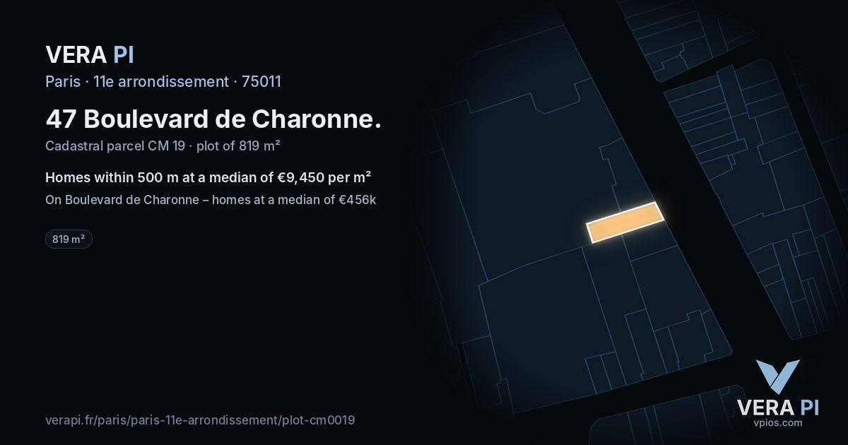 47 Boulevard de Charonne, 11e arrondissement at night – the plot lit, the parcels around coloured by the prices near them