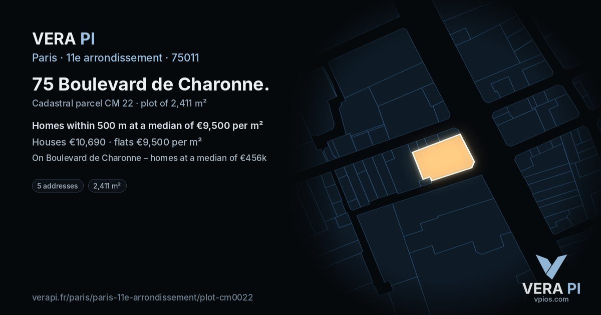 75 Boulevard de Charonne, 11e arrondissement at night – the plot lit, the parcels around coloured by the prices near them