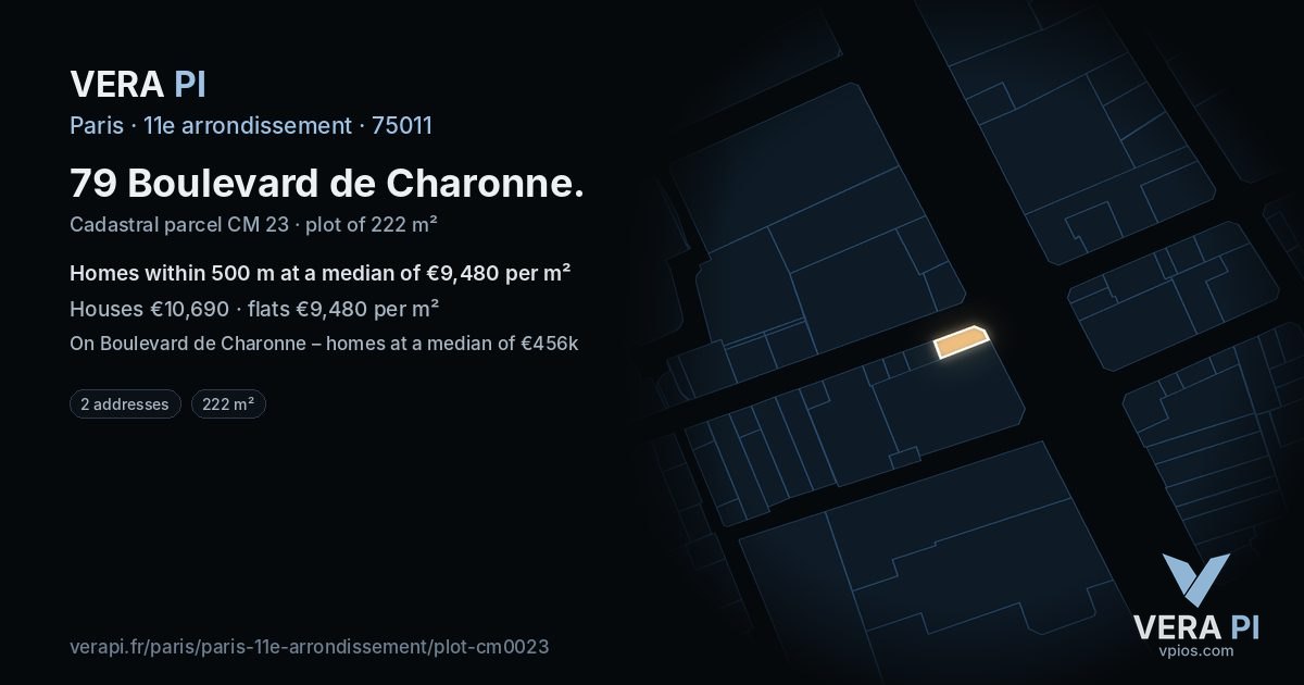 79 Boulevard de Charonne, 11e arrondissement at night – the plot lit, the parcels around coloured by the prices near them