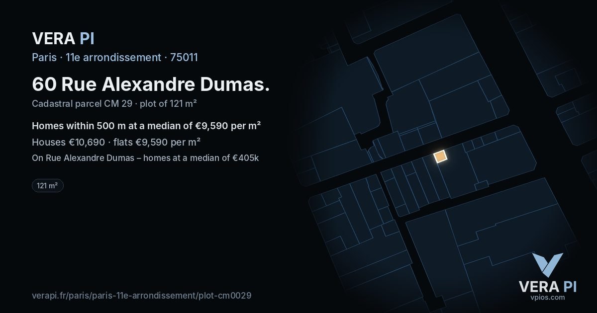 60 Rue Alexandre Dumas, 11e arrondissement at night – the plot lit, the parcels around coloured by the prices near them