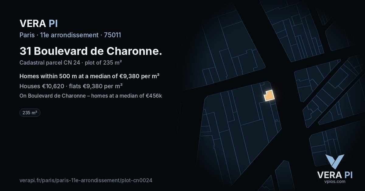 31 Boulevard de Charonne, 11e arrondissement at night – the plot lit, the parcels around coloured by the prices near them