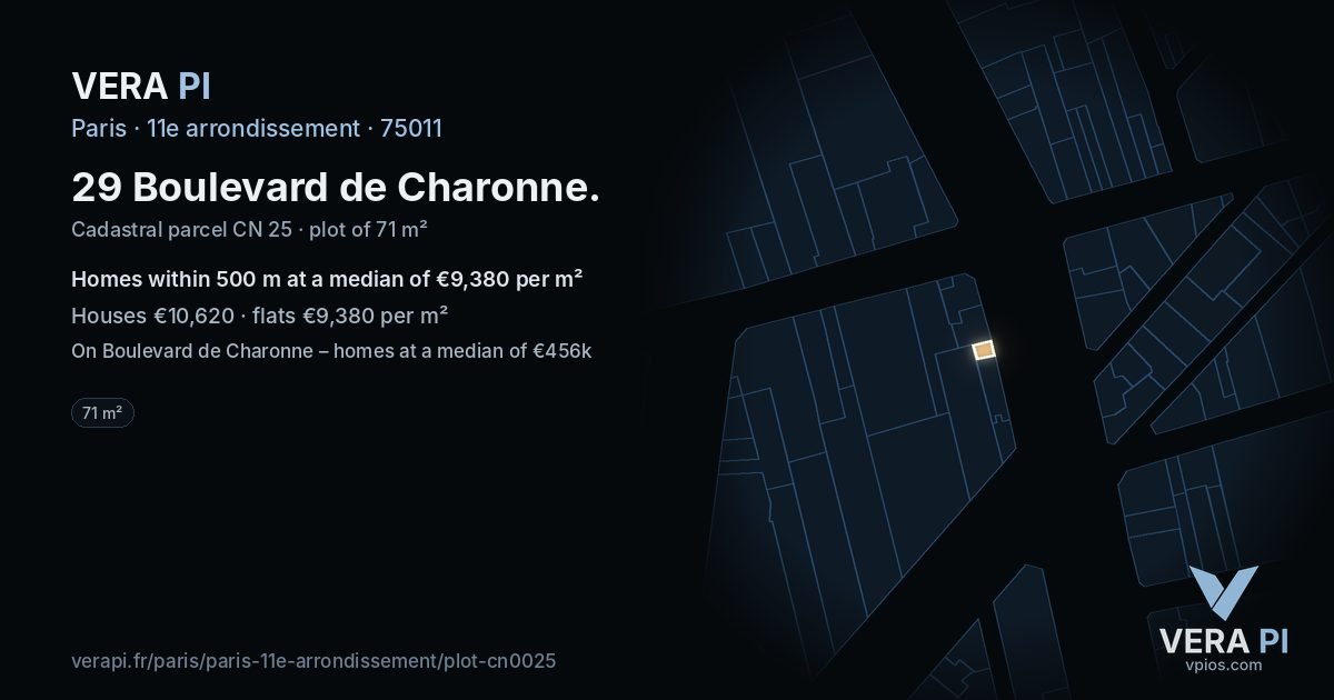 29 Boulevard de Charonne, 11e arrondissement at night – the plot lit, the parcels around coloured by the prices near them