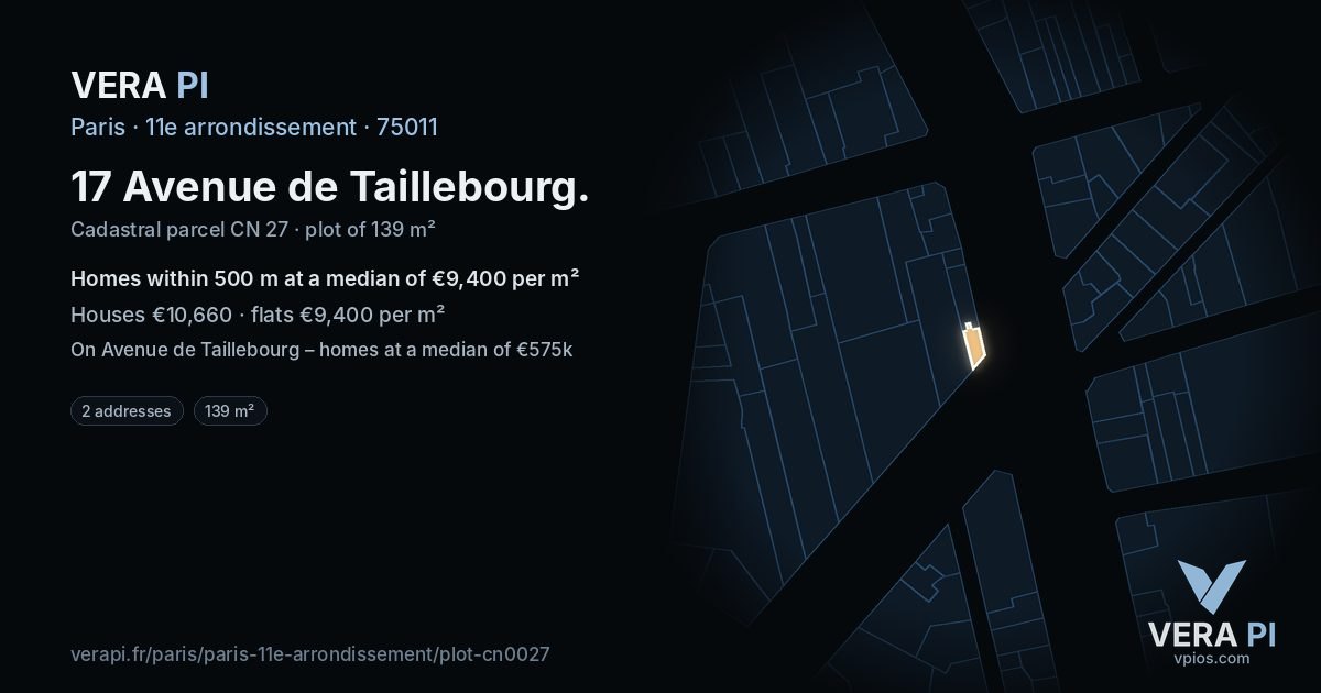 17 Avenue de Taillebourg, 11e arrondissement at night – the plot lit, the parcels around coloured by the prices near them