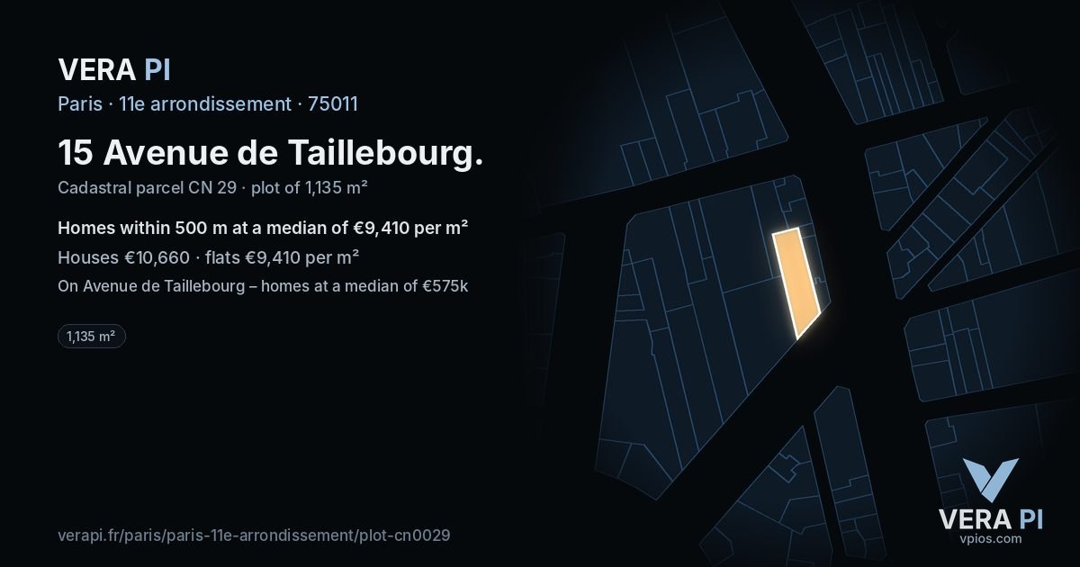 15 Avenue de Taillebourg, 11e arrondissement at night – the plot lit, the parcels around coloured by the prices near them