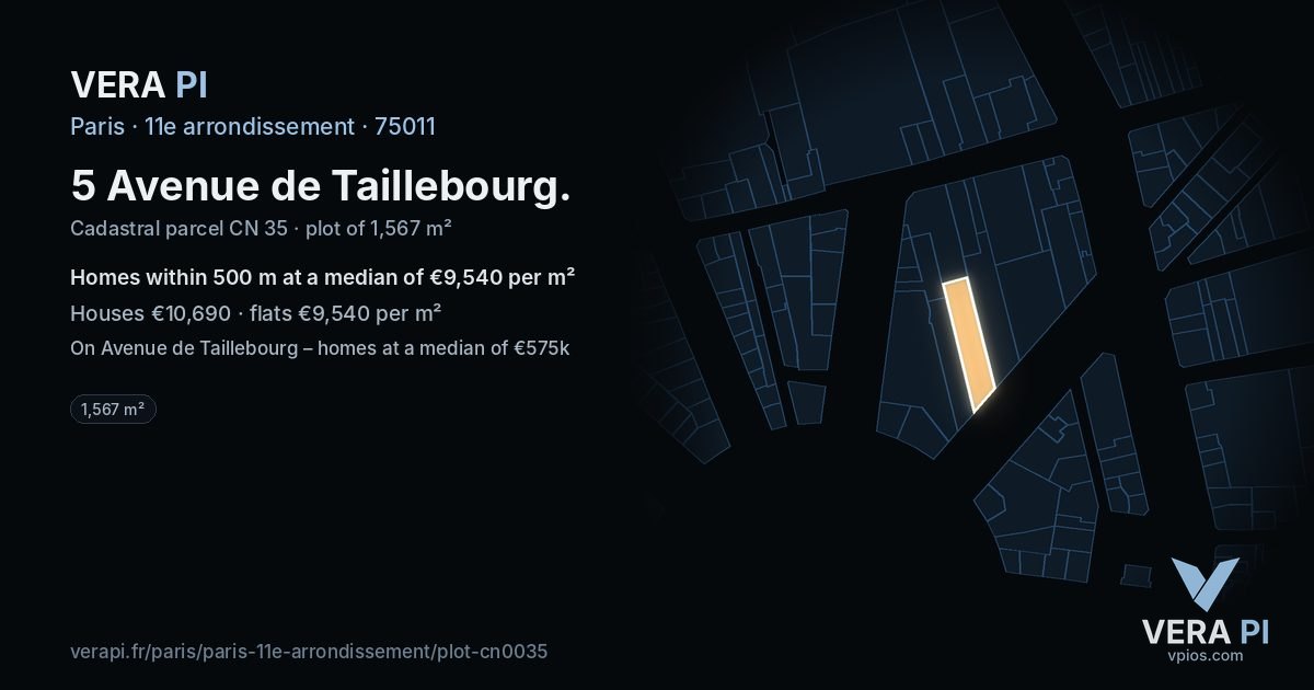 5 Avenue de Taillebourg, 11e arrondissement at night – the plot lit, the parcels around coloured by the prices near them