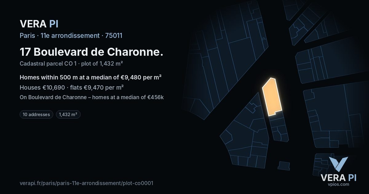 17 Boulevard de Charonne, 11e arrondissement at night – the plot lit, the parcels around coloured by the prices near them