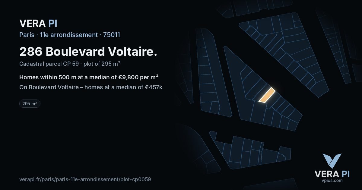 286 Boulevard Voltaire, 11e arrondissement at night – the plot lit, the parcels around coloured by the prices near them