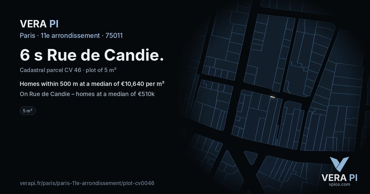 6 s Rue de Candie, 11e arrondissement at night – the plot lit, the parcels around coloured by the prices near them