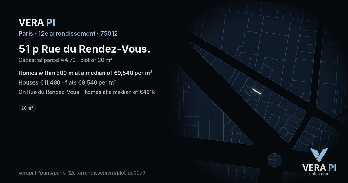 51 p Rue du Rendez-Vous, 12e arrondissement at night – the plot lit, the parcels around coloured by the prices near them