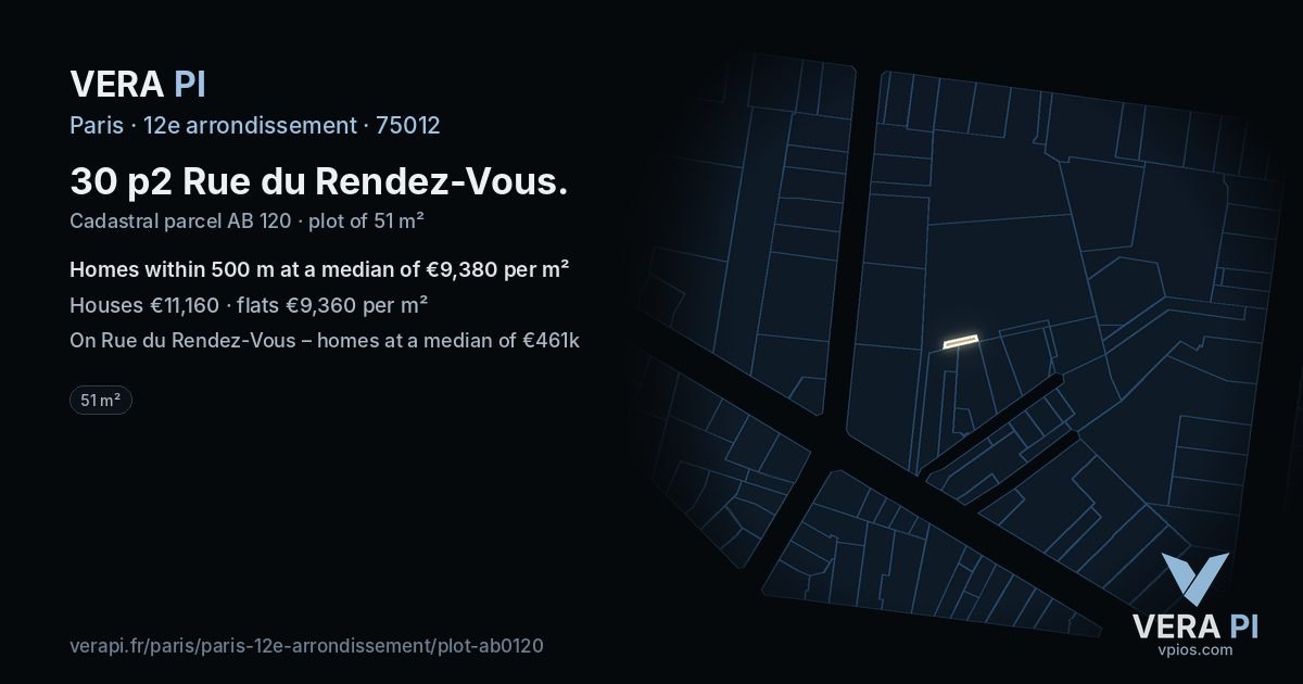 30 p2 Rue du Rendez-Vous, 12e arrondissement at night – the plot lit, the parcels around coloured by the prices near them