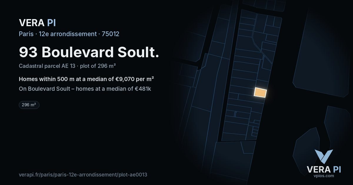 93 Boulevard Soult, 12e arrondissement at night – the plot lit, the parcels around coloured by the prices near them