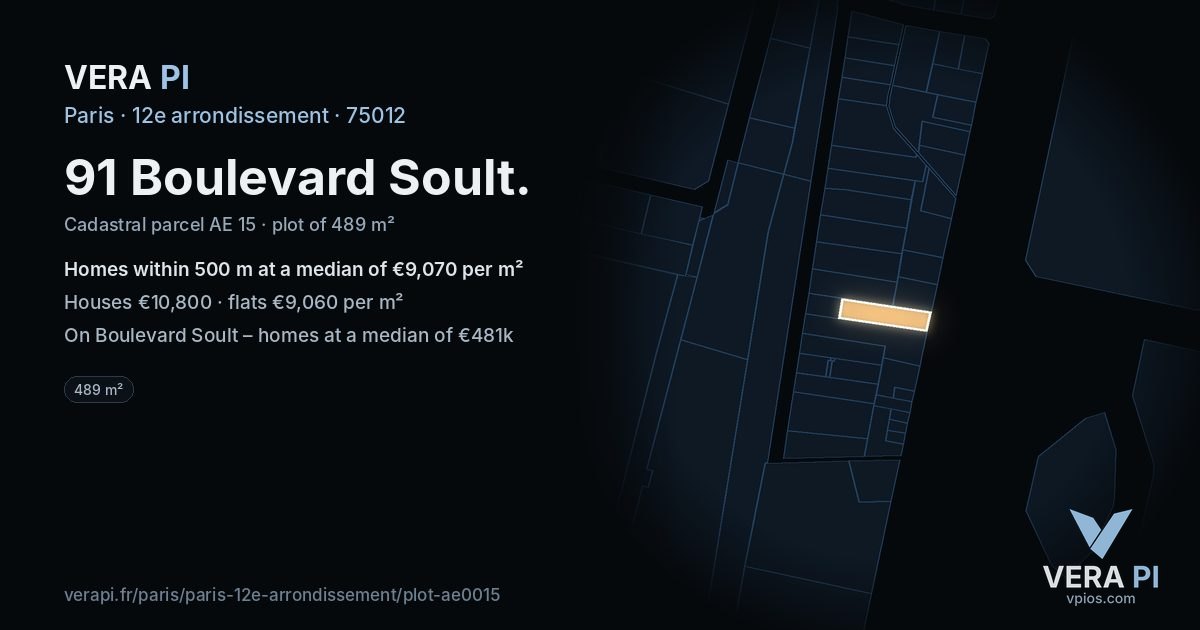 91 Boulevard Soult, 12e arrondissement at night – the plot lit, the parcels around coloured by the prices near them