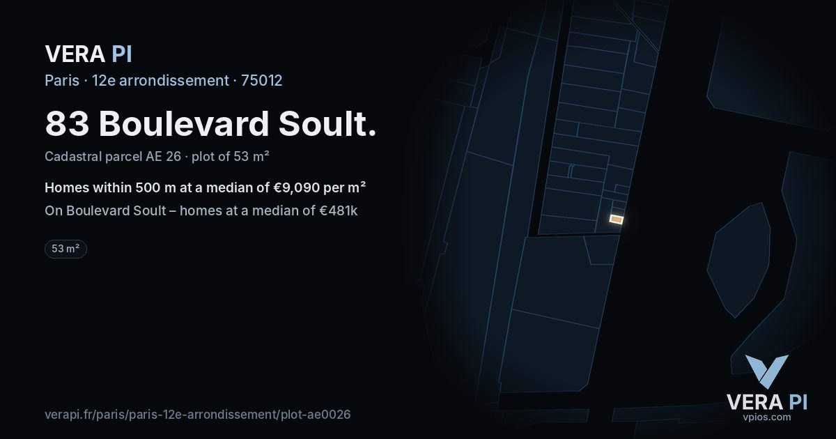 83 Boulevard Soult, 12e arrondissement at night – the plot lit, the parcels around coloured by the prices near them