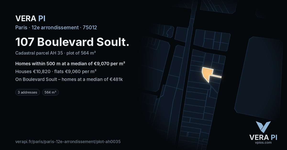 107 Boulevard Soult, 12e arrondissement at night – the plot lit, the parcels around coloured by the prices near them