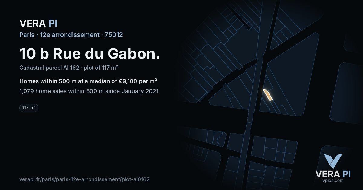 10 b Rue du Gabon, 12e arrondissement at night – the plot lit, the parcels around coloured by the prices near them