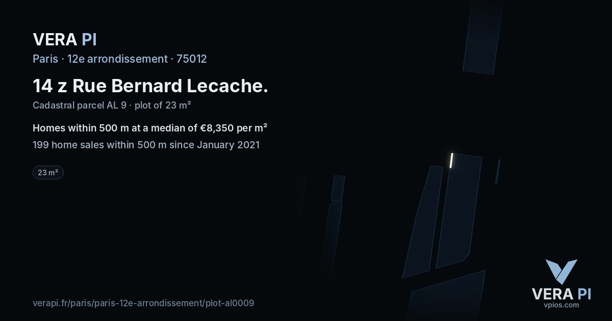 14 z Rue Bernard Lecache, 12e arrondissement at night – the plot lit, the parcels around coloured by the prices near them
