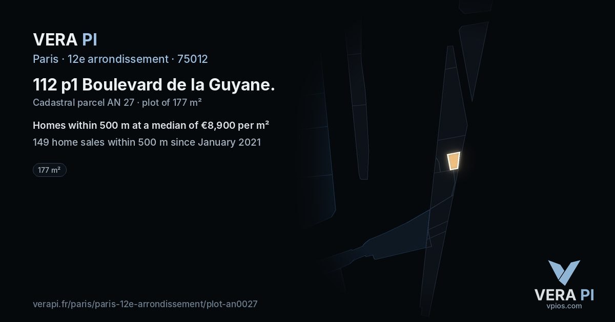 112 p1 Boulevard de la Guyane, 12e arrondissement at night – the plot lit, the parcels around coloured by the prices near them