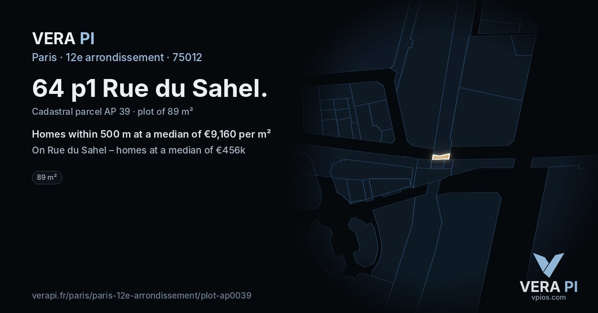 64 p1 Rue du Sahel, 12e arrondissement at night – the plot lit, the parcels around coloured by the prices near them