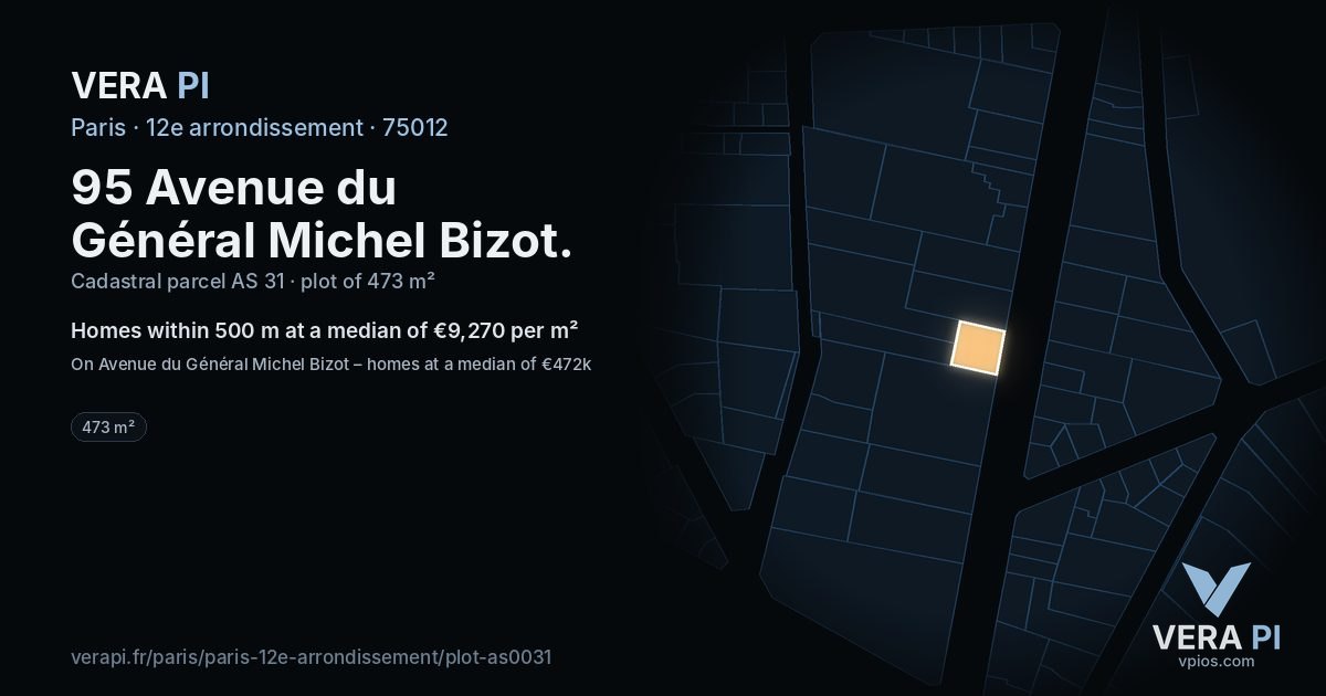 95 Avenue du Général Michel Bizot, 12e arrondissement at night – the plot lit, the parcels around coloured by the prices near them