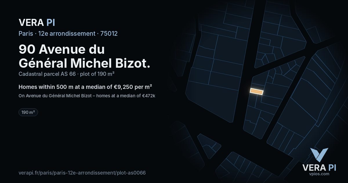 90 Avenue du Général Michel Bizot, 12e arrondissement at night – the plot lit, the parcels around coloured by the prices near them