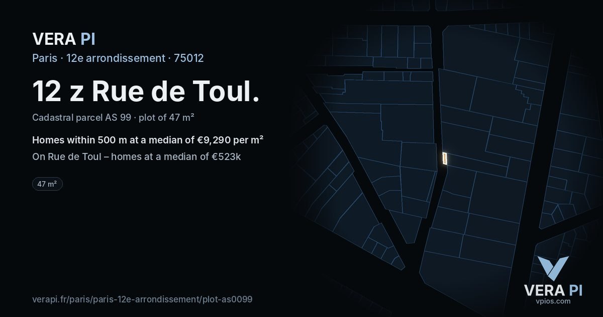 12 z Rue de Toul, 12e arrondissement at night – the plot lit, the parcels around coloured by the prices near them