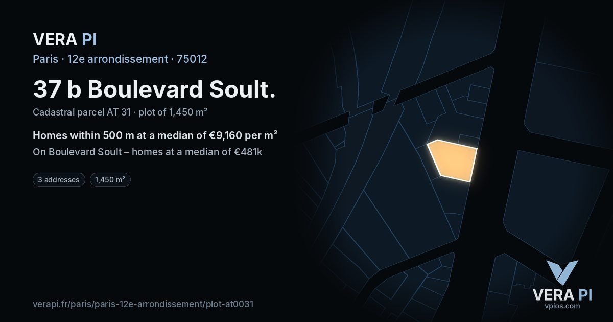 37 b Boulevard Soult, 12e arrondissement at night – the plot lit, the parcels around coloured by the prices near them