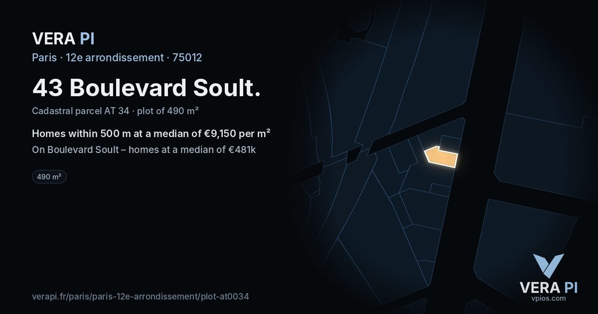43 Boulevard Soult, 12e arrondissement at night – the plot lit, the parcels around coloured by the prices near them