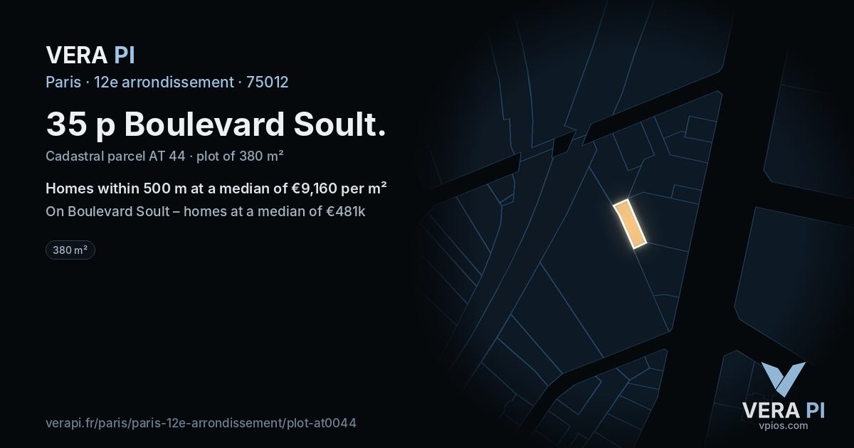 35 p Boulevard Soult, 12e arrondissement at night – the plot lit, the parcels around coloured by the prices near them