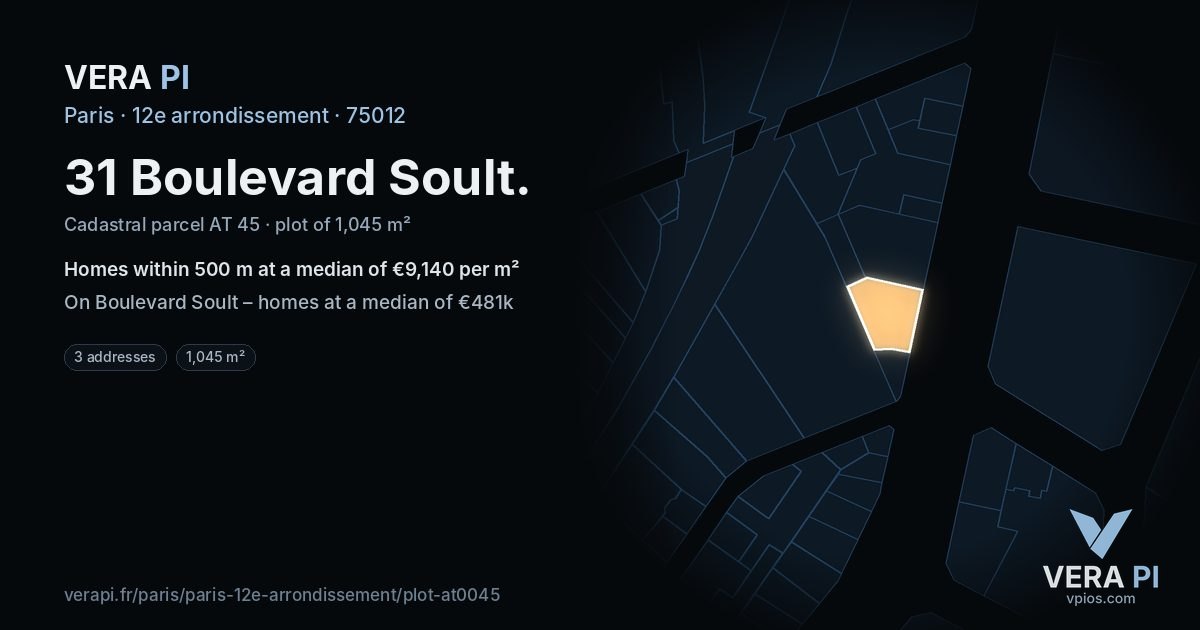 31 Boulevard Soult, 12e arrondissement at night – the plot lit, the parcels around coloured by the prices near them