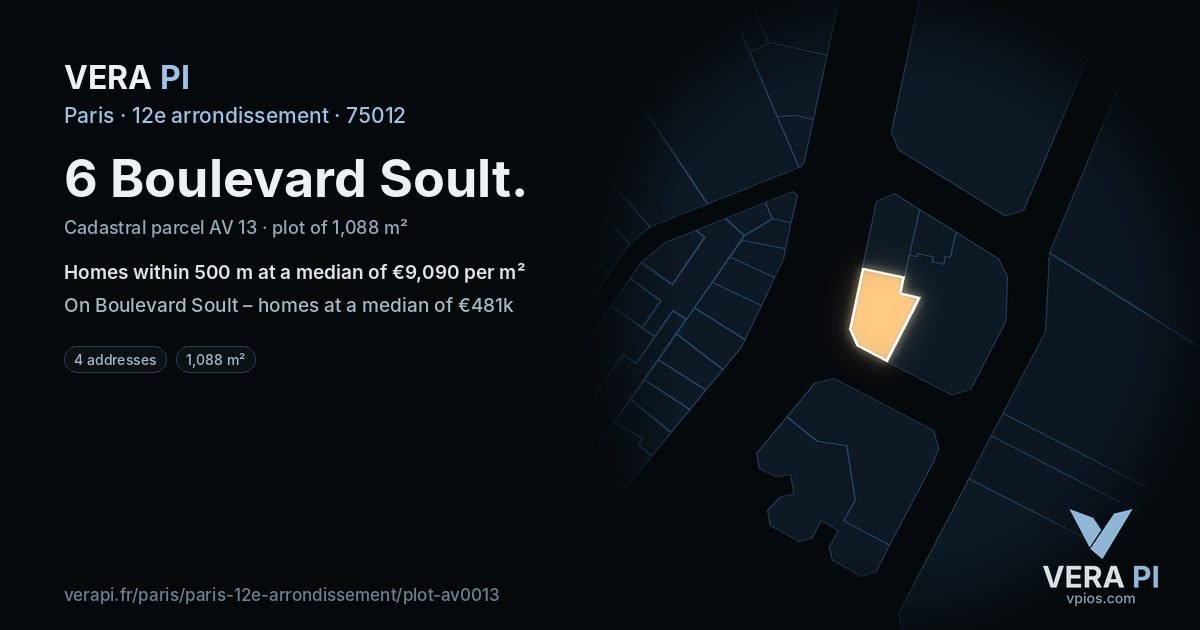 6 Boulevard Soult, 12e arrondissement at night – the plot lit, the parcels around coloured by the prices near them