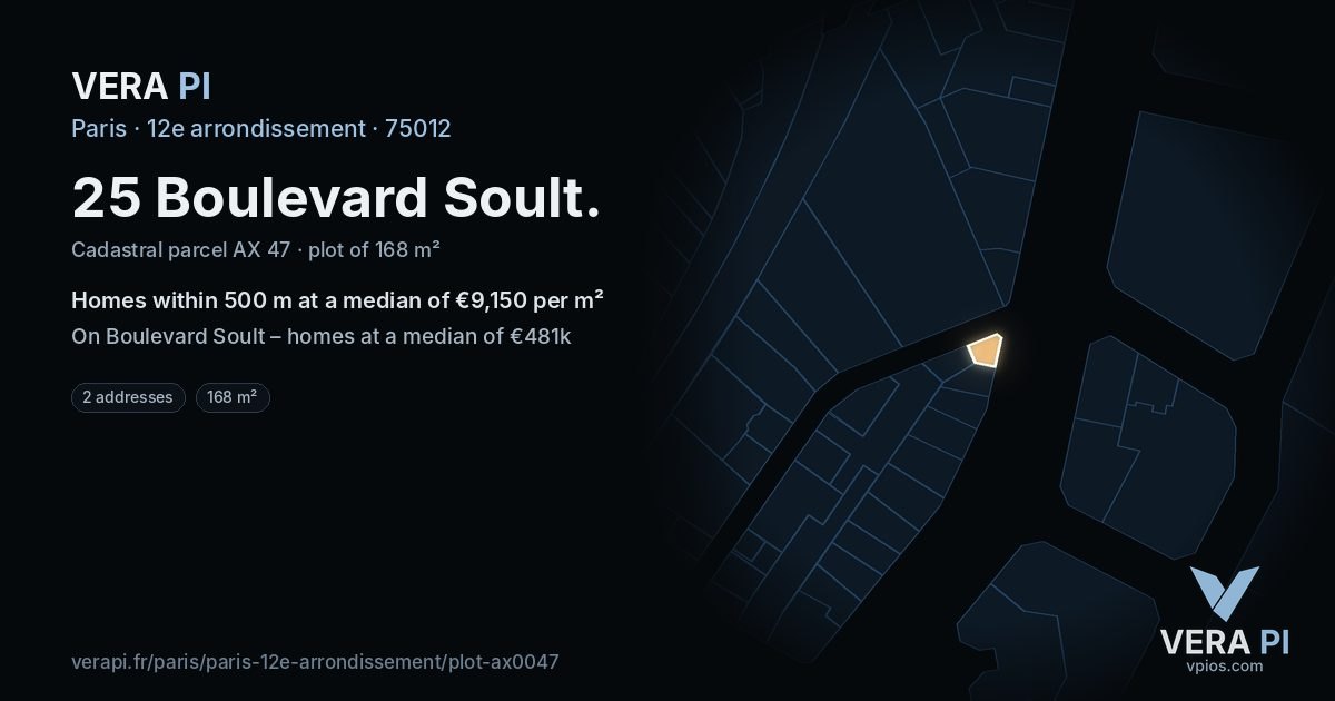 25 Boulevard Soult, 12e arrondissement at night – the plot lit, the parcels around coloured by the prices near them