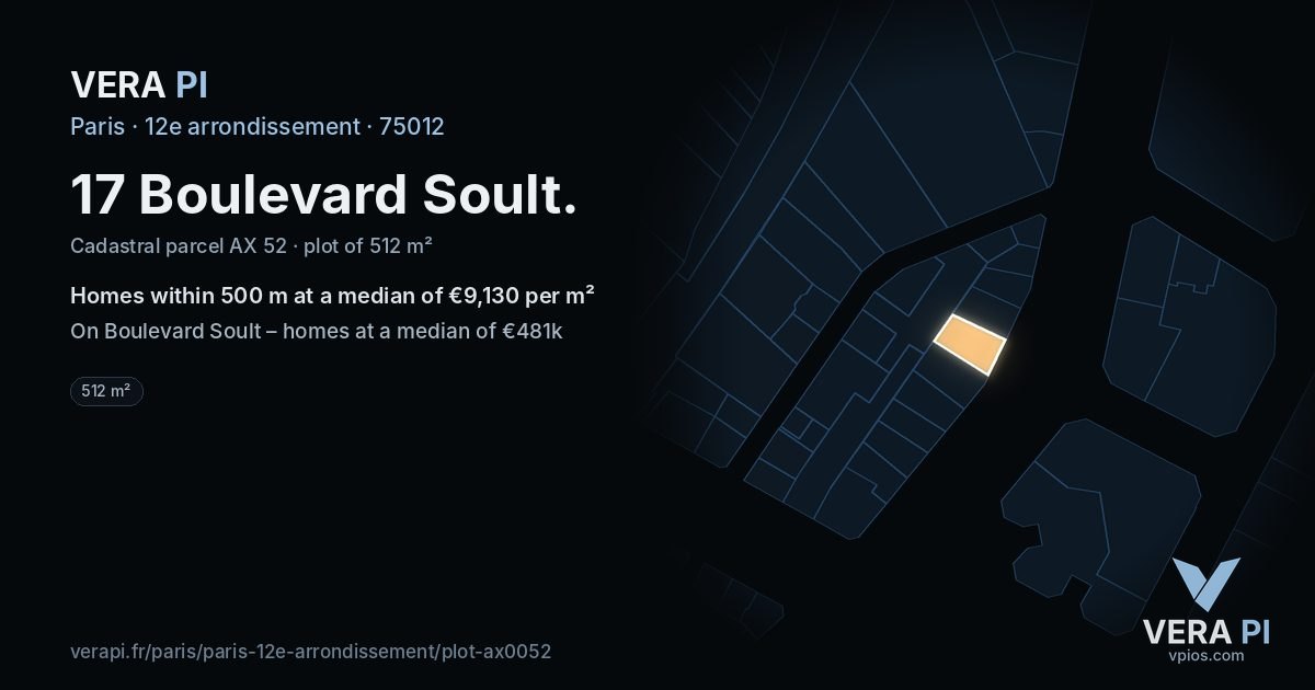 17 Boulevard Soult, 12e arrondissement at night – the plot lit, the parcels around coloured by the prices near them
