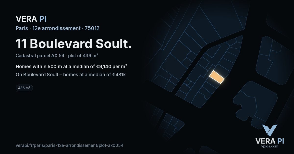 11 Boulevard Soult, 12e arrondissement at night – the plot lit, the parcels around coloured by the prices near them