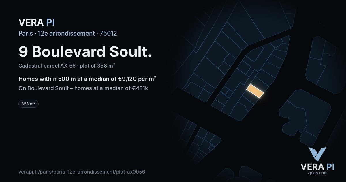 9 Boulevard Soult, 12e arrondissement at night – the plot lit, the parcels around coloured by the prices near them