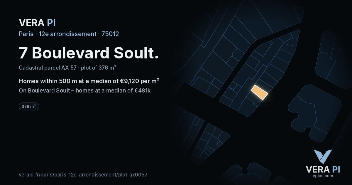 7 Boulevard Soult, 12e arrondissement at night – the plot lit, the parcels around coloured by the prices near them