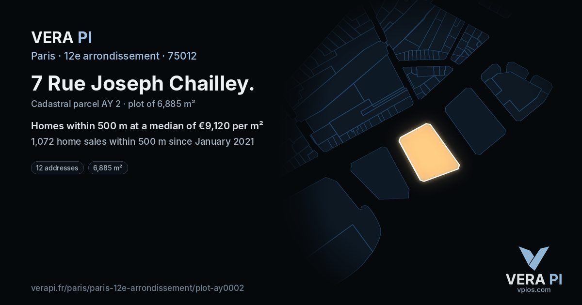 7 Rue Joseph Chailley, 12e arrondissement at night – the plot lit, the parcels around coloured by the prices near them