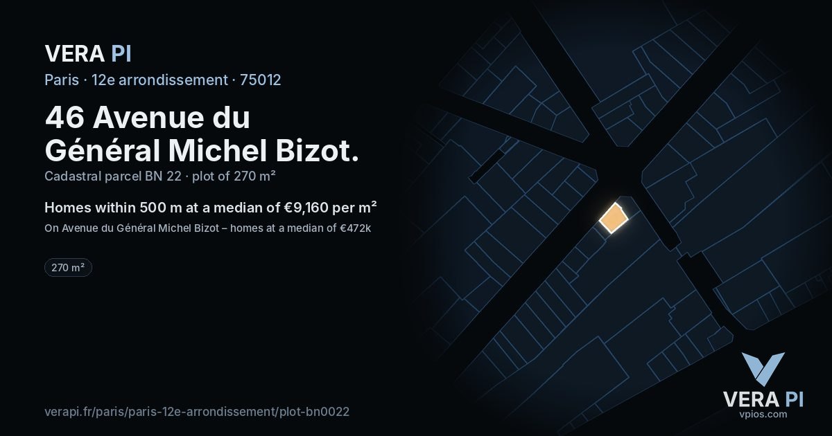 46 Avenue du Général Michel Bizot, 12e arrondissement at night – the plot lit, the parcels around coloured by the prices near them