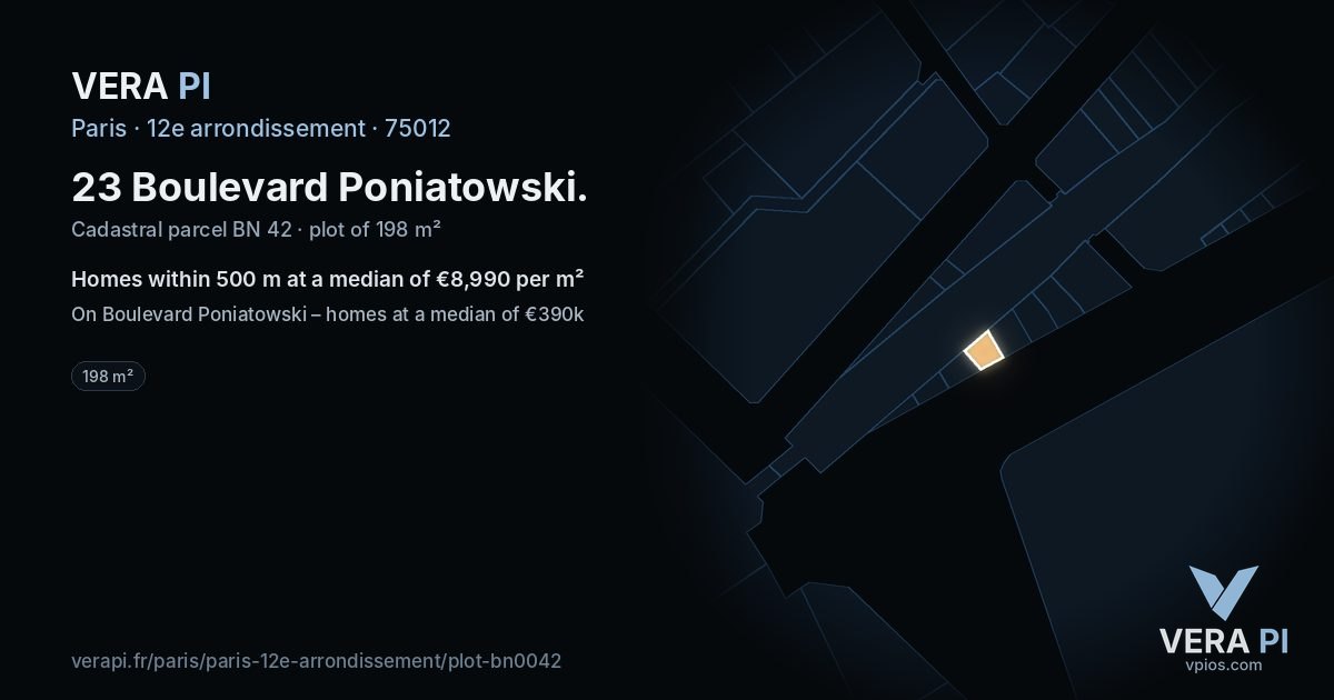 23 Boulevard Poniatowski, 12e arrondissement at night – the plot lit, the parcels around coloured by the prices near them