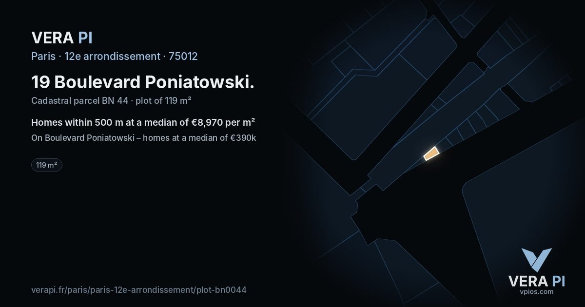 19 Boulevard Poniatowski, 12e arrondissement at night – the plot lit, the parcels around coloured by the prices near them
