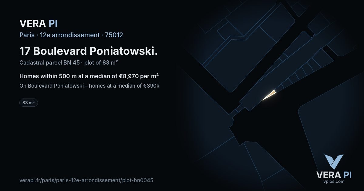 17 Boulevard Poniatowski, 12e arrondissement at night – the plot lit, the parcels around coloured by the prices near them