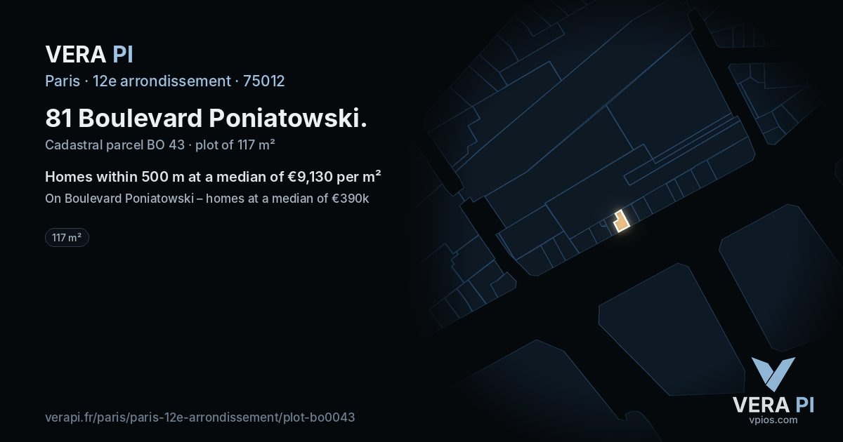 81 Boulevard Poniatowski, 12e arrondissement at night – the plot lit, the parcels around coloured by the prices near them
