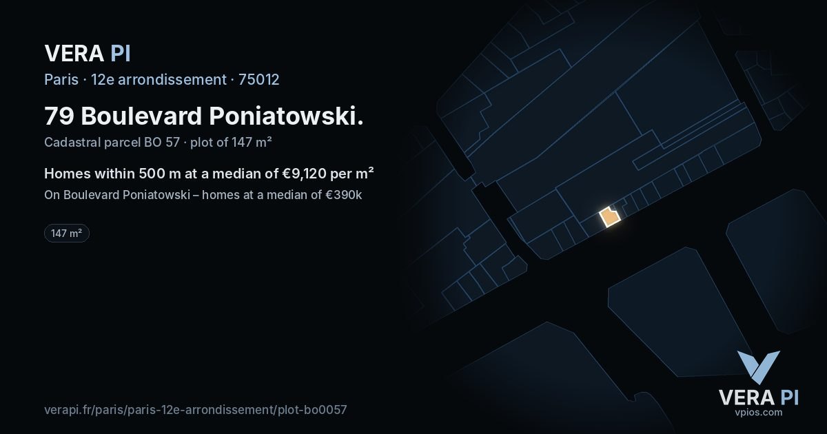 79 Boulevard Poniatowski, 12e arrondissement at night – the plot lit, the parcels around coloured by the prices near them