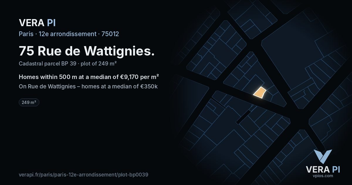 75 Rue de Wattignies, 12e arrondissement at night – the plot lit, the parcels around coloured by the prices near them