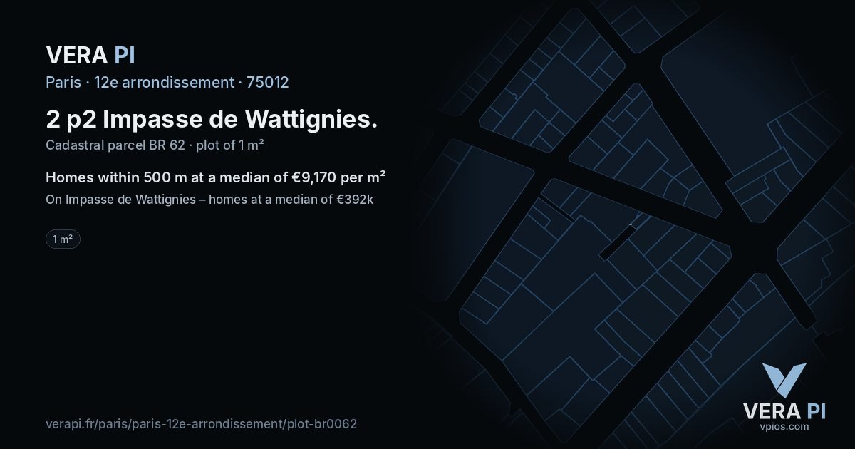 2 p2 Impasse de Wattignies, 12e arrondissement at night – the plot lit, the parcels around coloured by the prices near them