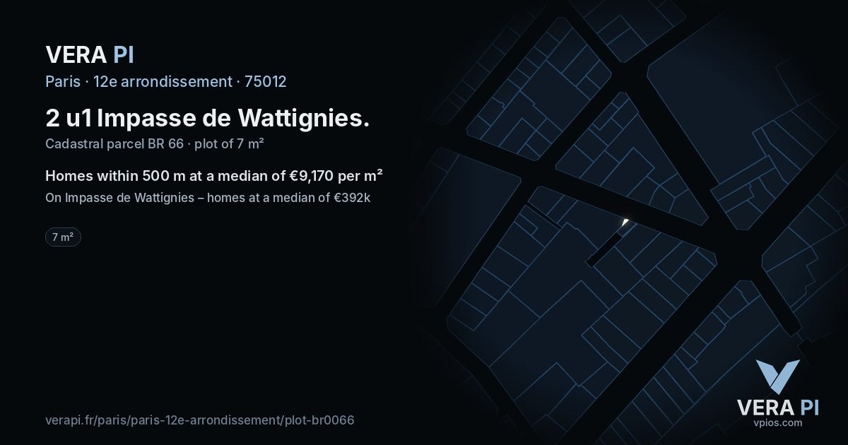 2 u1 Impasse de Wattignies, 12e arrondissement at night – the plot lit, the parcels around coloured by the prices near them