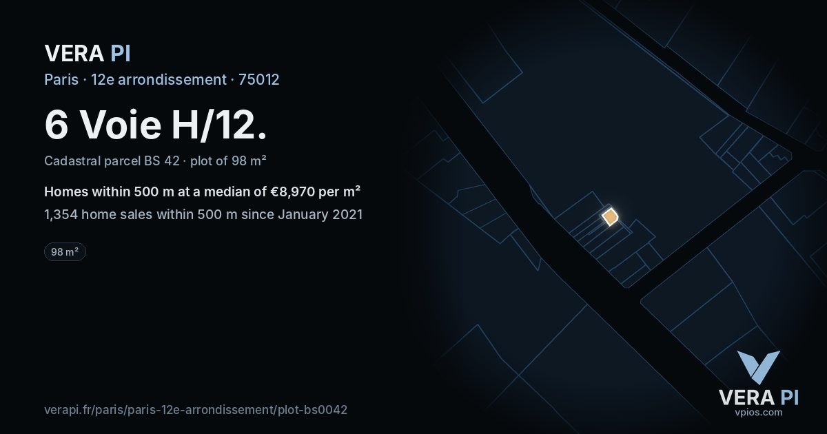 6 Voie H/12, 12e arrondissement at night – the plot lit, the parcels around coloured by the prices near them