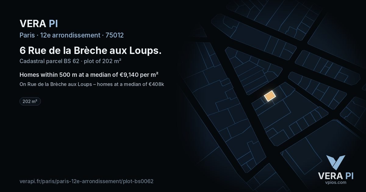 6 Rue de la Brèche aux Loups, 12e arrondissement at night – the plot lit, the parcels around coloured by the prices near them