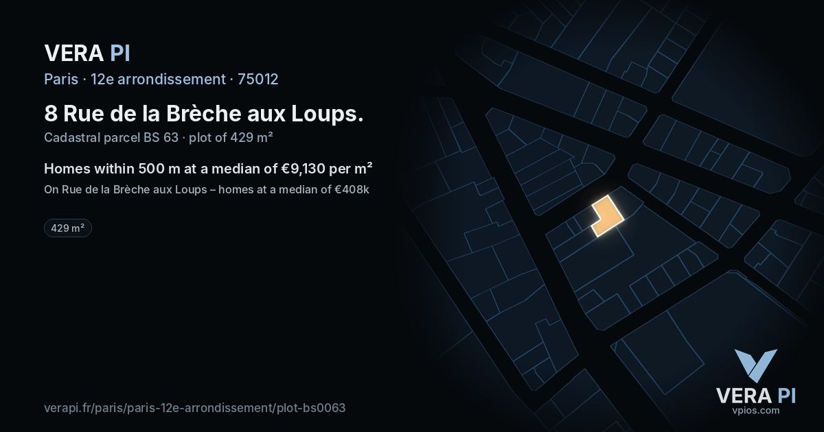 8 Rue de la Brèche aux Loups, 12e arrondissement at night – the plot lit, the parcels around coloured by the prices near them