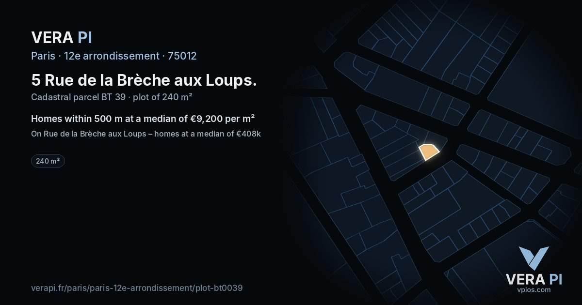 5 Rue de la Brèche aux Loups, 12e arrondissement at night – the plot lit, the parcels around coloured by the prices near them