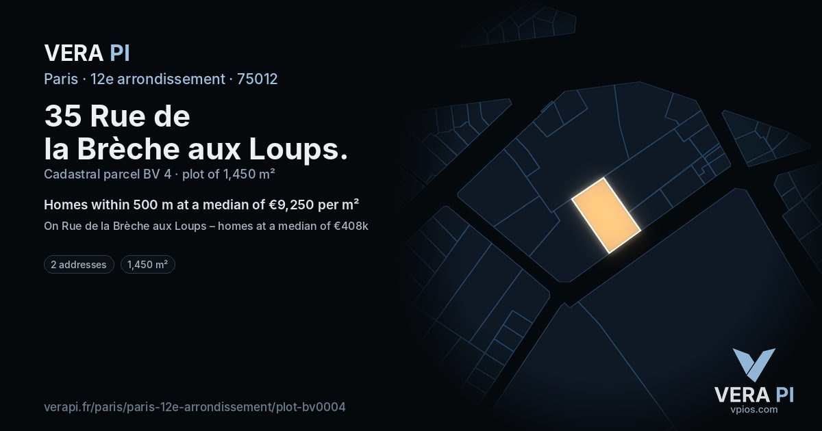 35 Rue de la Brèche aux Loups, 12e arrondissement at night – the plot lit, the parcels around coloured by the prices near them